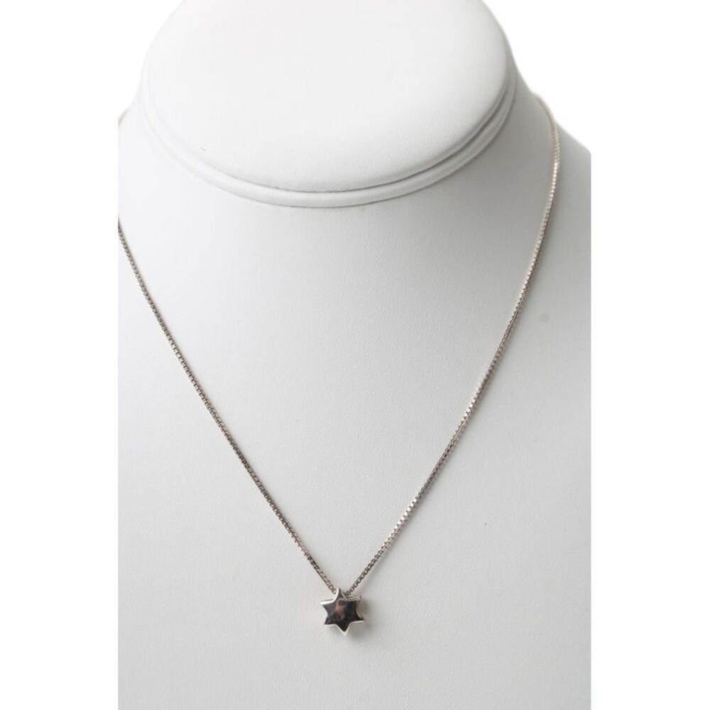 Designer Womens 925 Silver Star of David Puffy Pendant Necklace 16" 4.2g